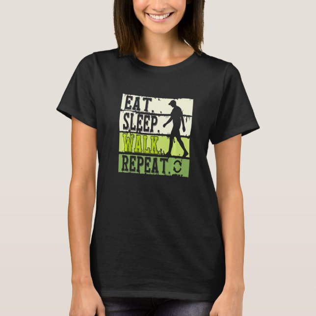 T-shirt Manger Sleep Walk Répéter Cool Walking ExerciceWal (Devant)