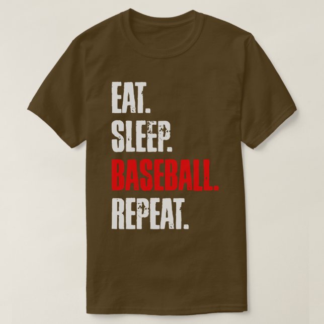 T-SHIRT MANGER SOMMEIL BASEBALL RÉPÉTER (Design devant)