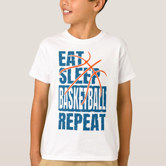 T-SHIRT MANGER SOMMEIL BASKETBALL RÉPÉTER (Devant)