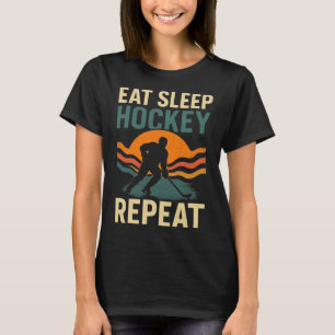 T-shirt Manger Sommeil Hockey Répéter - Joueur de Sport Ho