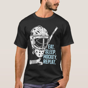 T-shirt Manger Sommeil Hockey Répéter Masque de Hockey Bât