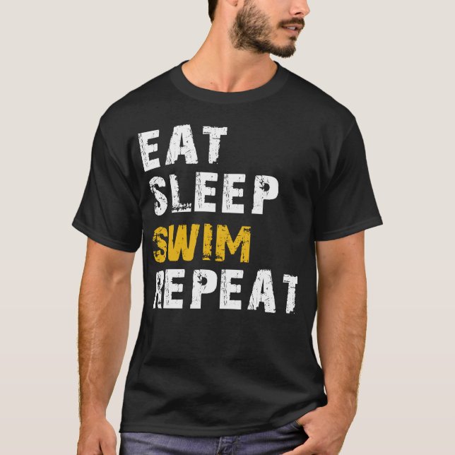 T-shirt manger sommeil nager répéter (Devant)
