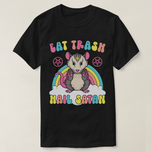 T-shirt Manger Trash Hail Satan Kawaii Pastel Goth Satanic (Design devant)