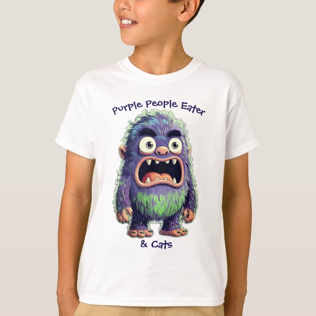 T-SHIRT MANGEUR DE GENS VIOLET & CHATS (Devant)