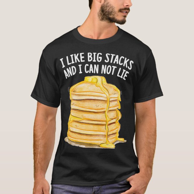 T-shirt Mangeur De Pancake Drôle J'Aime Les Grosses Piles  (Devant)