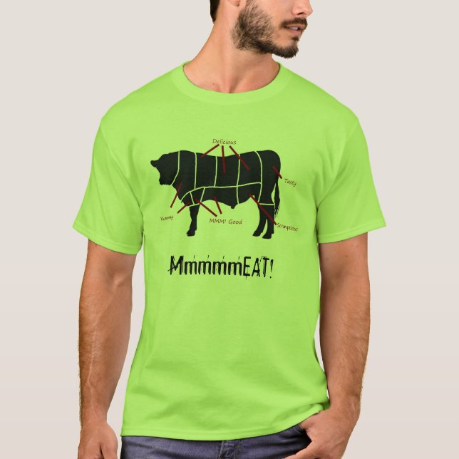 T-shirt Mangeur de viande ! Le boeuf savoureux drôle coupe (Devant)