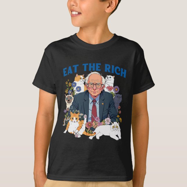 T-shirt Mangez Bernie Sanders Riche Chat Floral Résiste De (Devant)