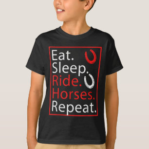 T-shirt Mangez Des Chevaux De Sommeil Répétez L'Humour Pou