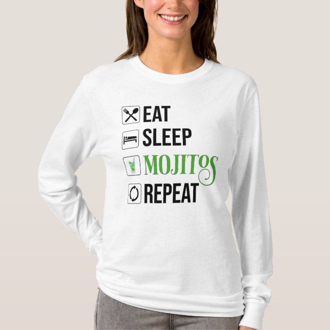 T-shirt Mangez des mojitos du sommeil Répéter (Devant)