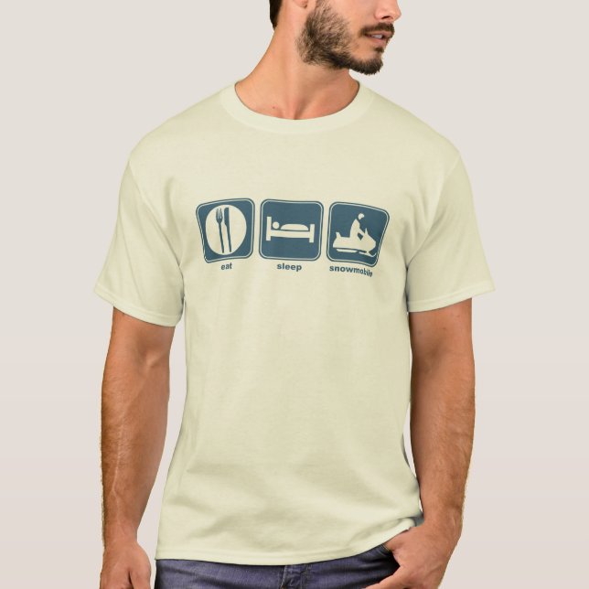 T-shirt mangez, dormez, snowmobile (Devant)