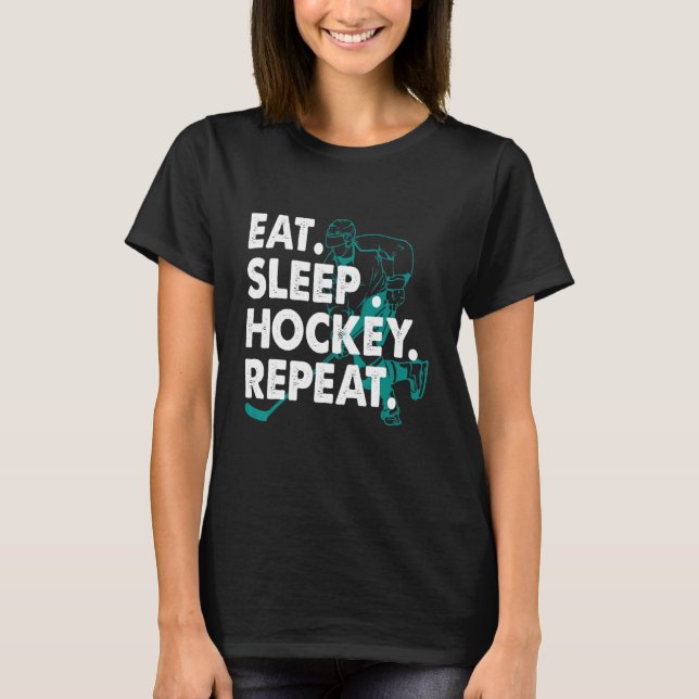 T-shirt Mangez Dormir Hockey Répéter Hockey Enfants Jeunes (Devant)