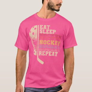 T-shirt Mangez Dormir Hockey Répéter Hommes Garçons Enfant