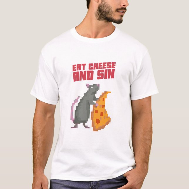 T-shirt Mangez du fromage et péchez (Devant)
