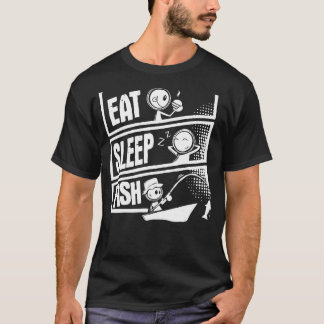 T-shirt Mangez Du Poisson Dormir Drôle Pour Papa