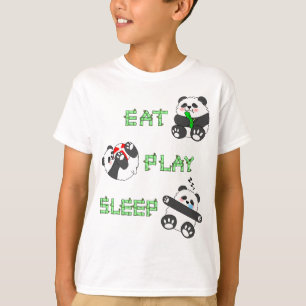 T-shirt Mangez Jouer Sleep Cute Baby Panda Vie Confortable