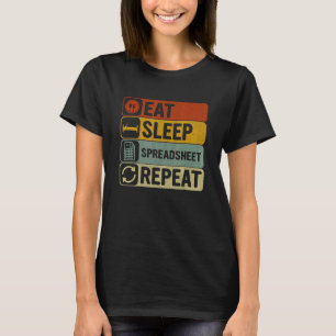 T-shirt Mangez la feuille de calcul Répétez les rétro 60 l