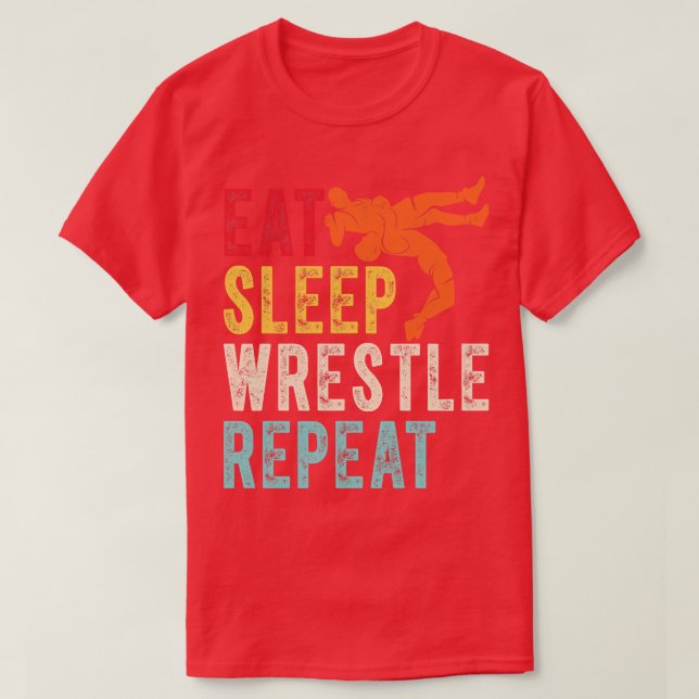 T-shirt Mangez la lutte du sommeil Répéter 2 (Design devant)