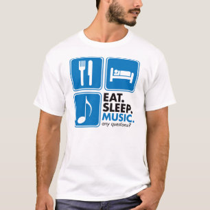T-shirt Mangez la musique de sommeil - bleu