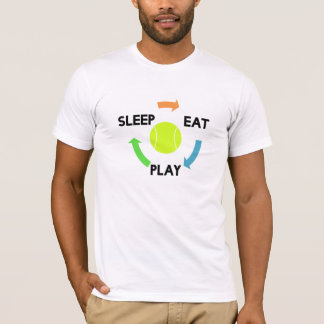 T-shirt Mangez la pièce en t de tennis de jeu de sommeil