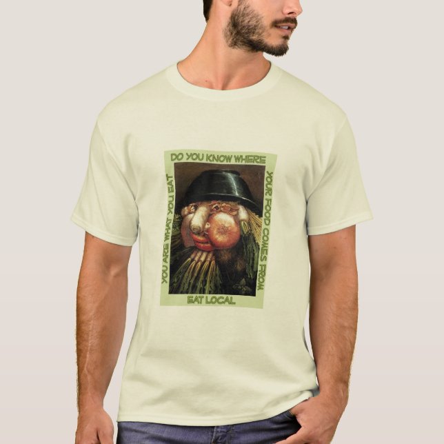 T-shirt Mangez la pièce en t locale (Devant)