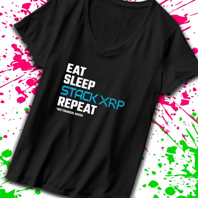 T-shirt Mangez la pile de sommeil drôle XRP Crypto Citer m (Créateur téléchargé)