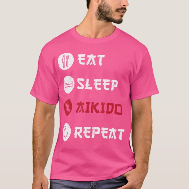 T-shirt Mangez l'Aikido du sommeil Répéter (Devant)