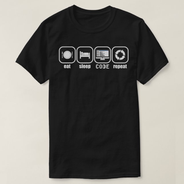 T-shirt Mangez le code de sommeil Répéter Funny Programmer (Design devant)
