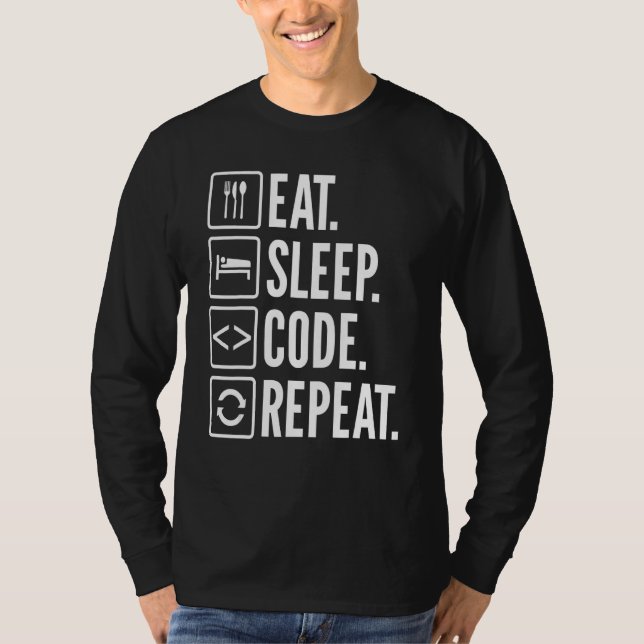 T-shirt Mangez Le Code Du Sommeil Répétez Sarcastique Pour (Devant)