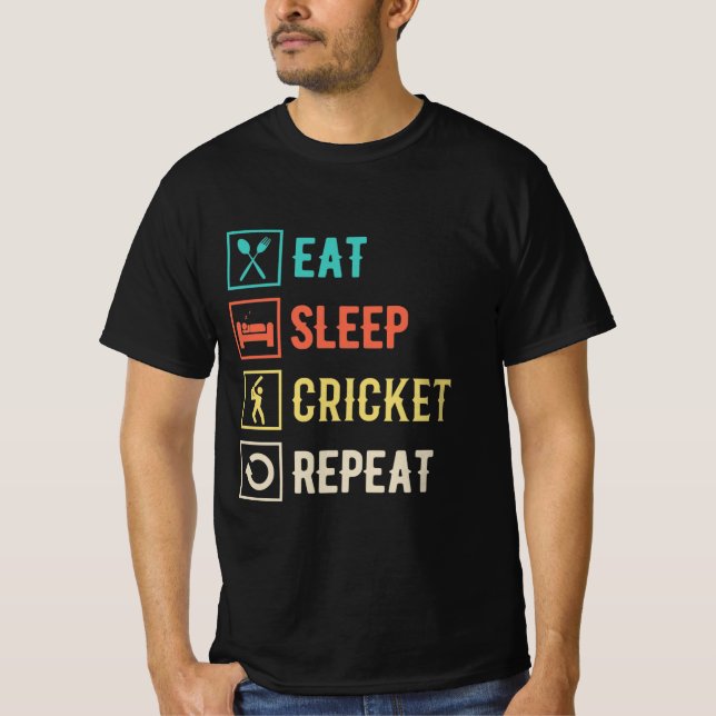 T-shirt Mangez le cricket du sommeil Répéter (Devant)