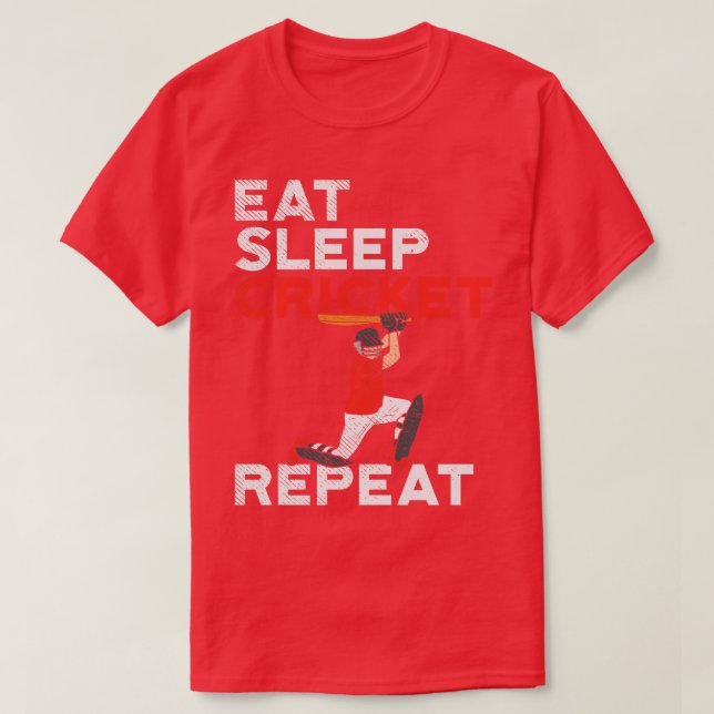 T-shirt Mangez le cricket du sommeil Répéter (Design devant)