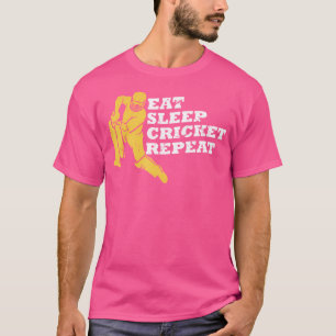 T-shirt Mangez le cricket endormi Répéter le cricket joueu