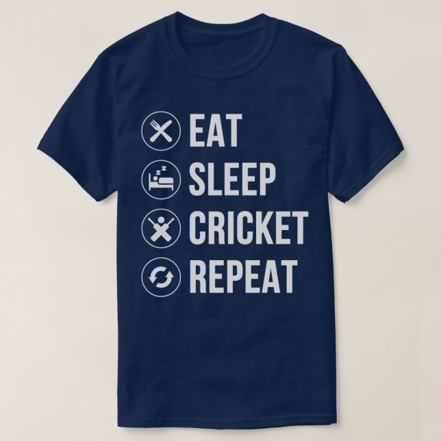 T-shirt Mangez le cricket endormi Répétez le cadeau amusan (Design devant)