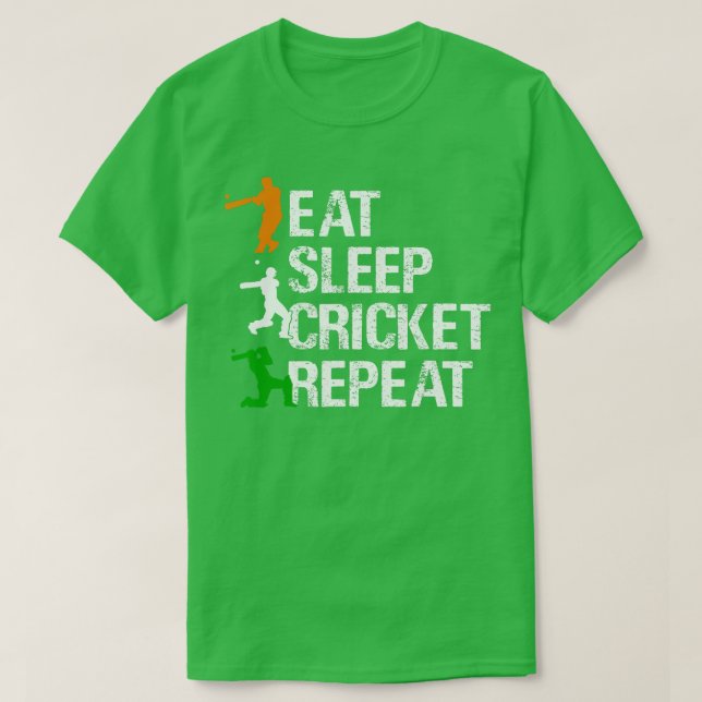T-shirt Mangez le cricket endormi Répétez le cricket Jouer (Design devant)