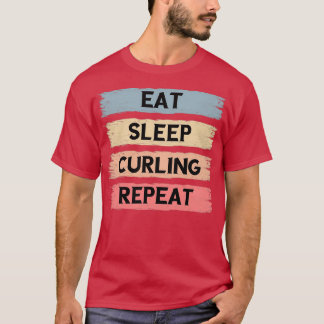 T-shirt Mangez le curling de sommeil répéter quatre couleu