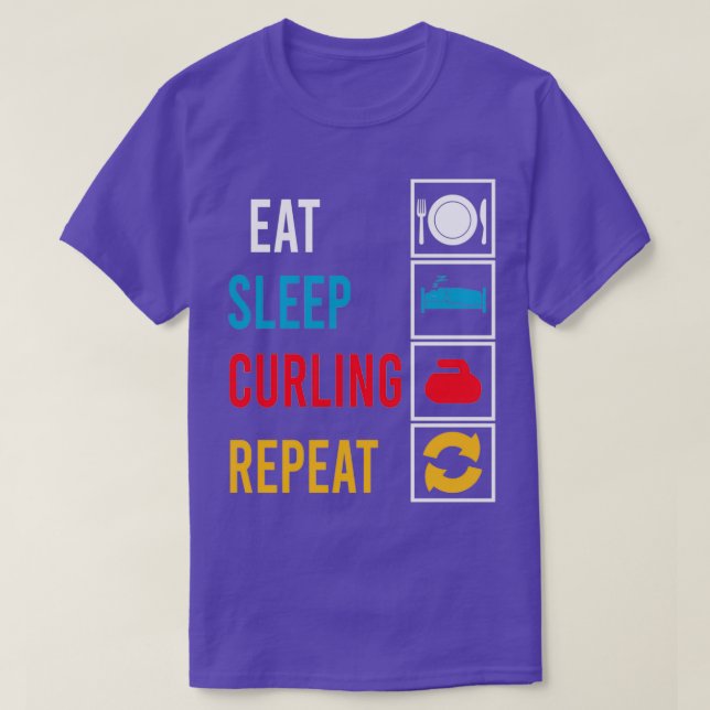T-shirt Mangez Le Curling De Sommeil Répétez Sport Dit (Design devant)