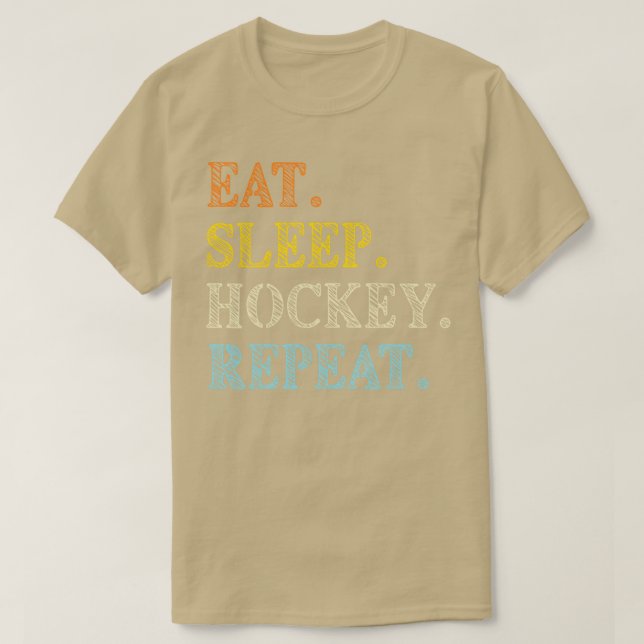 T-shirt Mangez le hockey sur glace Répéter le hockey sur g (Design devant)