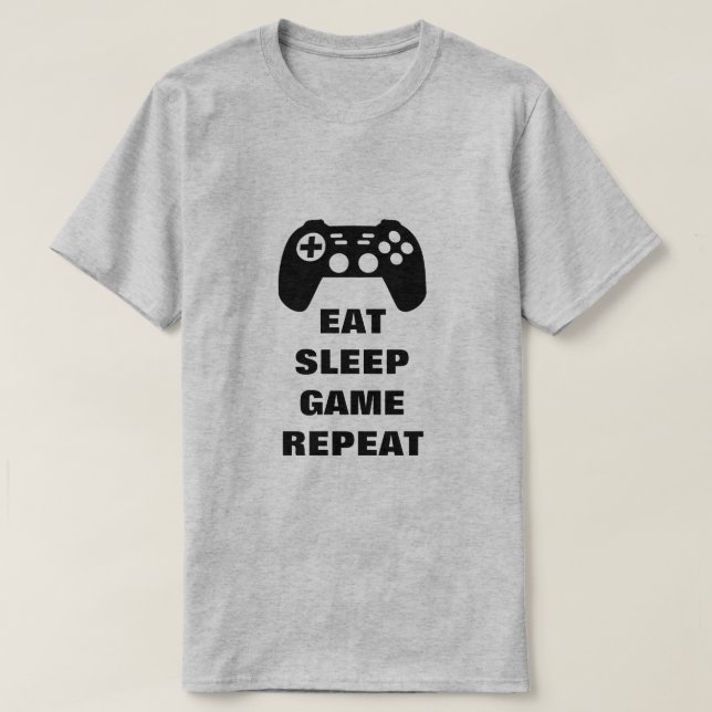 T-shirt Mangez le jeu de sommeil répétition gamepad t-shir (Design devant)