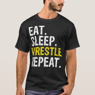 T-shirt Mangez le lutteur du sommeil Répéter le cadeau