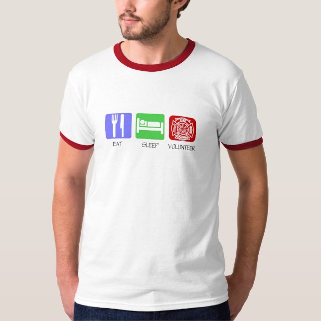 T-shirt Mangez le pompier volontaire de sommeil (Devant)