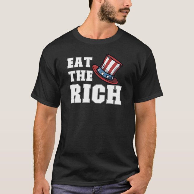 T-shirt Mangez le riche oligarque anti-Trump USA Politique (Devant)