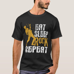 T-shirt Mangez le rocher du sommeil Répéter le cadeau Cool