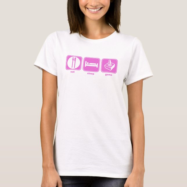 T-shirt mangez le rose de jeu de sommeil (Devant)