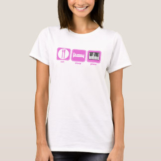 T-shirt mangez le rose de piano de sommeil