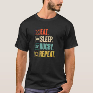 T-shirt Mangez Le Rugby Du Sommeil Répéter Vintage Pour Le
