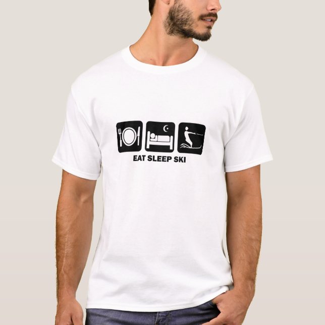T-shirt mangez le ski d'eau de sommeil (Devant)