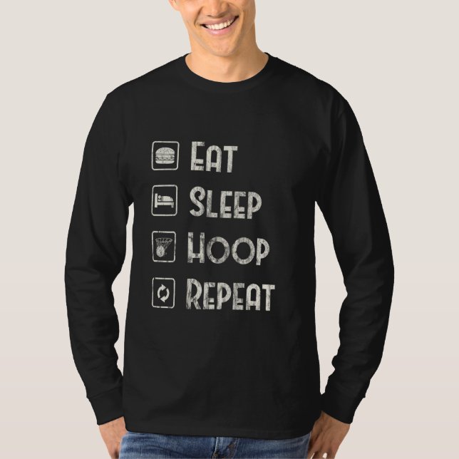 T-shirt Mangez Le Sleep Hoop Répéter Pour Un Joueur De Bas (Devant)