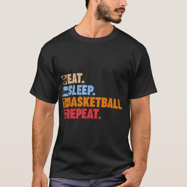 T-shirt Mangez Le Sommeil Basket Répéter Ados Filles Garço (Devant)
