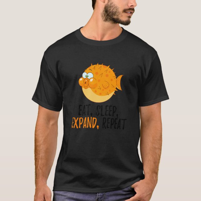 T-shirt Mangez le sommeil Élargir Répétez le poisson-globe (Devant)