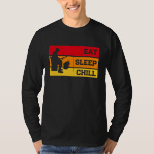 T-shirt Mangez le sommeil froid Répéter la pêche sur glace