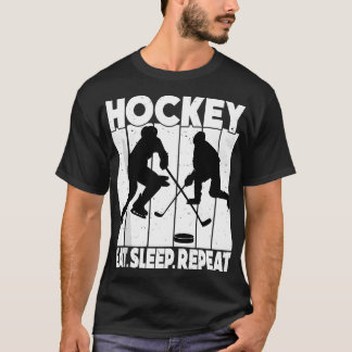T-shirt Mangez le sommeil Hockey sur glace Répéter 11